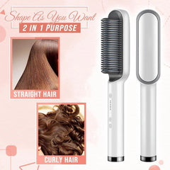 2 in 1 Hair Straightener Comb & Curler